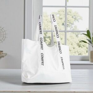 Comfrt white canvas tote bag